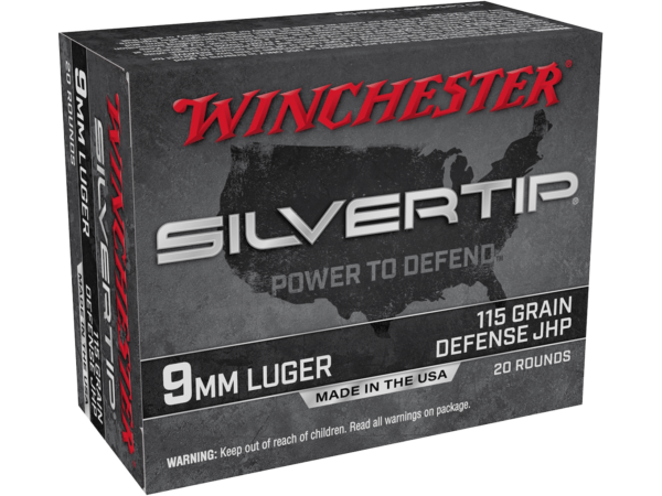 Winchester Silvertip Defense Ammunition 9mm Luger 115 Grain Jacketed Hollow Point