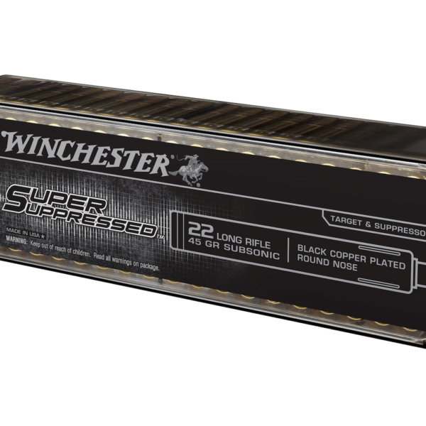 Winchester Super Suppressed Ammunition 22 Long Rifle Subsonic 45 Grain Plated Lead Round Nose