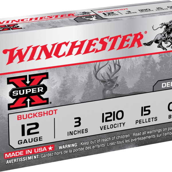 Winchester Super-X Ammunition 12 Gauge 3" Buffered 00 Buckshot 15 Pellets