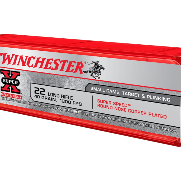 Winchester Super-X High Velocity Ammunition 22 Long Rifle 40 Grain Plated Lead Round Nose