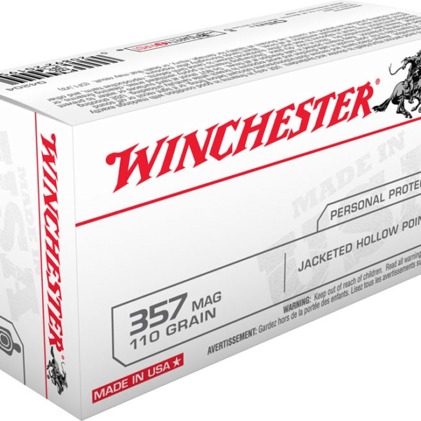 Winchester USA Ammunition 357 Magnum 110 Grain Jacketed Hollow Point Box of 50