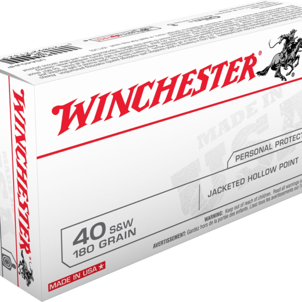 Winchester USA Ammunition 40 S&W 180 Grain Jacketed Hollow Point Box of 50