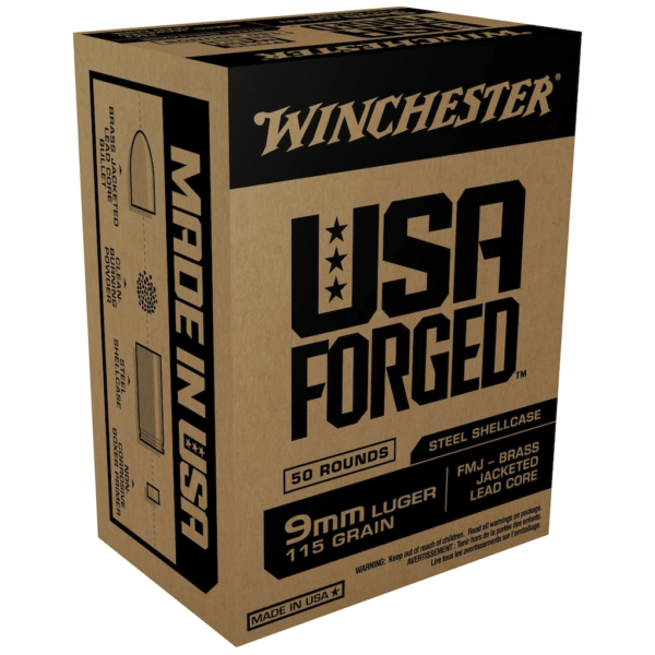 Winchester USA Forged Ammunition 9mm Luger 115 Grain Full Metal Jacket Steel Case