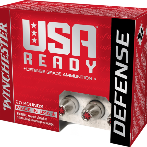 Winchester USA Ready Defense Ammunition 9mm Luger +P 124 Grain Hex-Vent Jacketed Hollow Point