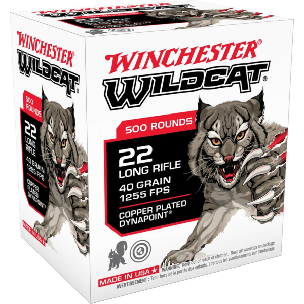 Winchester Wildcat Dynapoint Ammunition 22 Long Rifle 40 Grain Plated Hollow Point