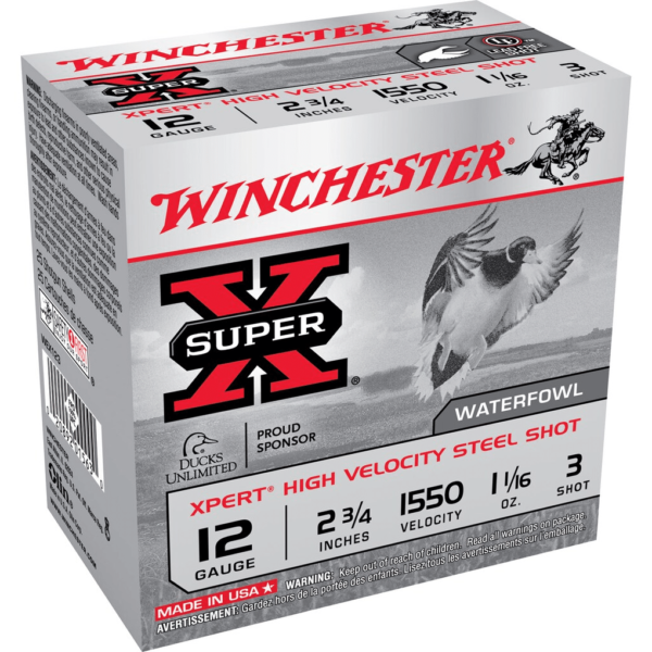 Winchester Xpert High Velocity Ammunition 12 Gauge 2-3/4" 1-1/16 oz #3 Non-Toxic Steel Shot